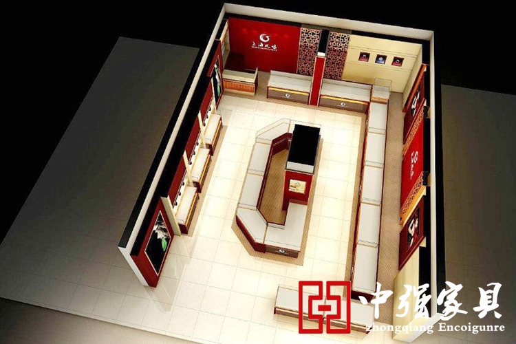 柜臺全景效果圖，展柜設計