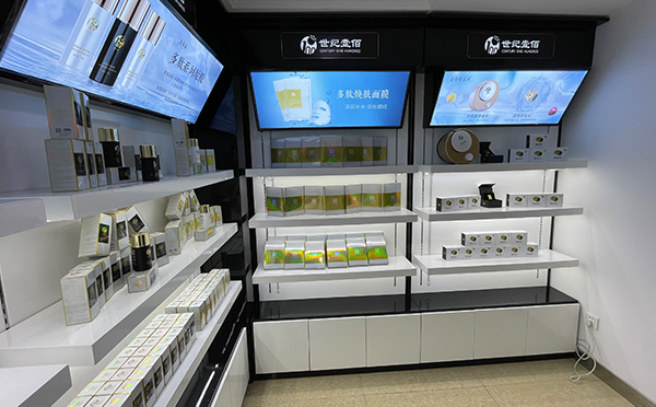 鹽城市商場定制一套化妝品展示柜多少錢