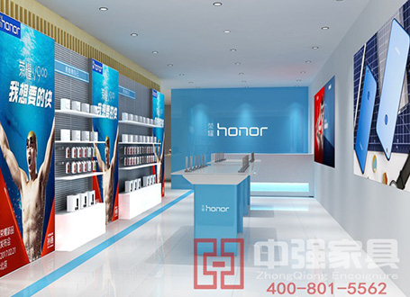 中強(qiáng)設(shè)計華為榮耀專柜制作