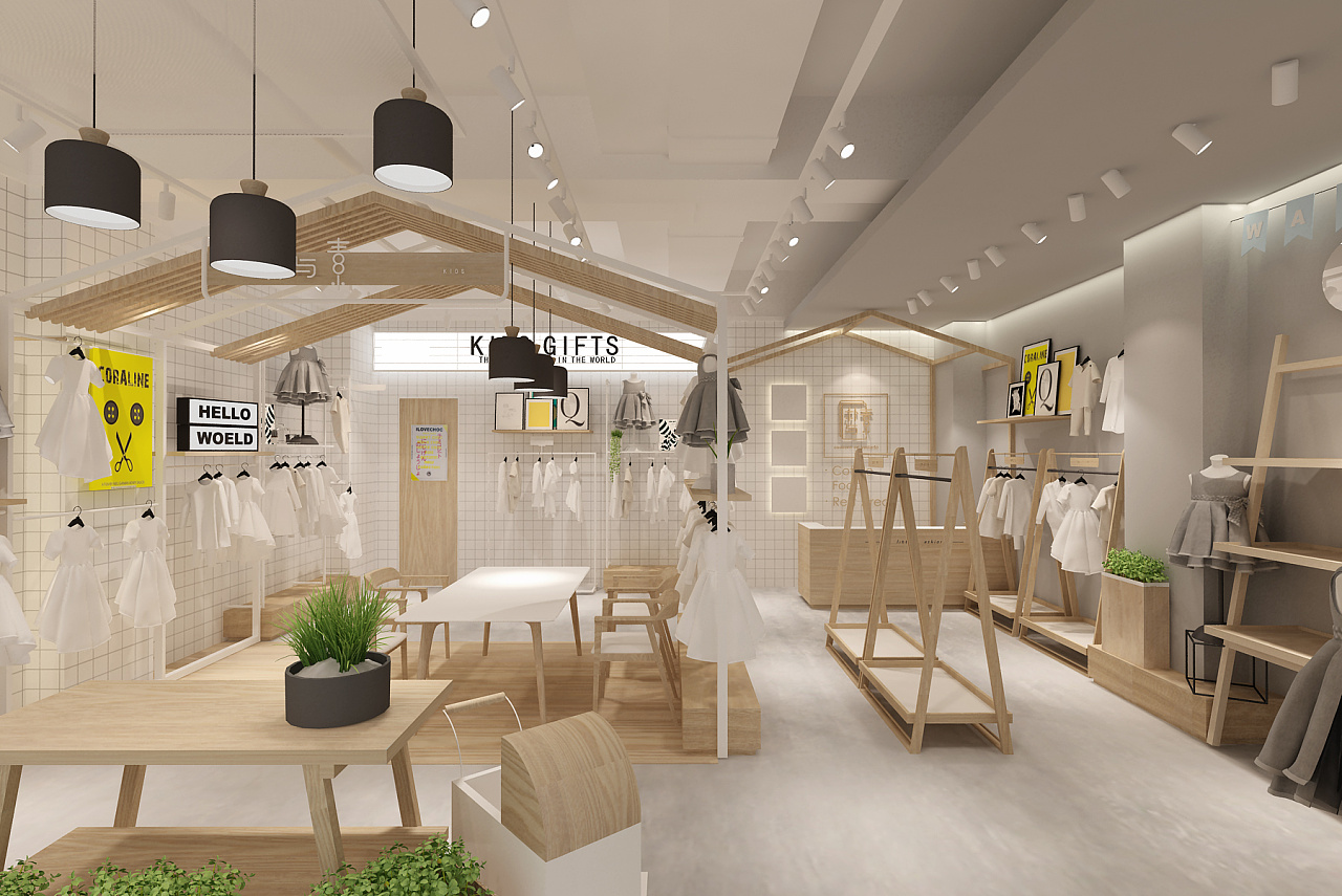 童裝店貨架擺設效果圖